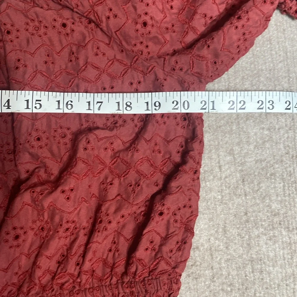 American Eagle‎ On/Off the Shoulder Puff Sleeve Cropped Eyelet Top Size XL